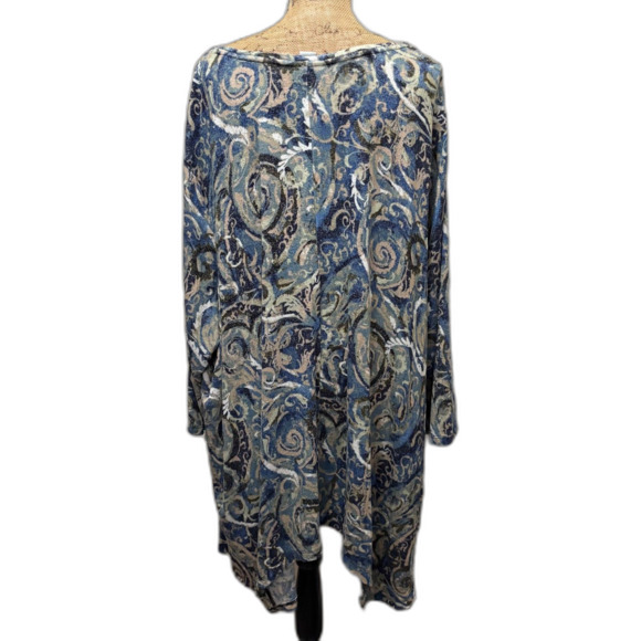 Catherines Blue Abstract‎ Paisley Tunic Tee Flowy Bohemian Plus Size 5X - Picture 2 of 3